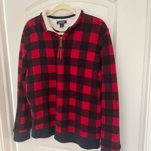 Lands End Buffalo Check Quarter Zip Large